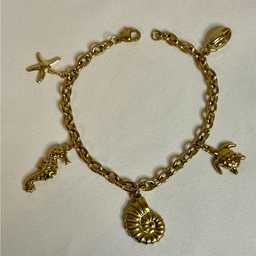 Handmade Gold Beachy Charm Bracelet | Waterproof & Tarnish Resistant